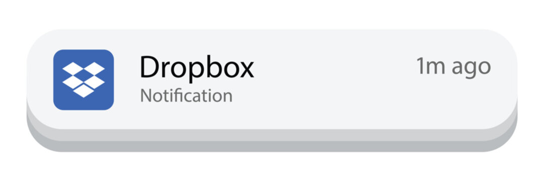 Dropbox App Notification Interface on Mobile Screen, Editorial Use Only