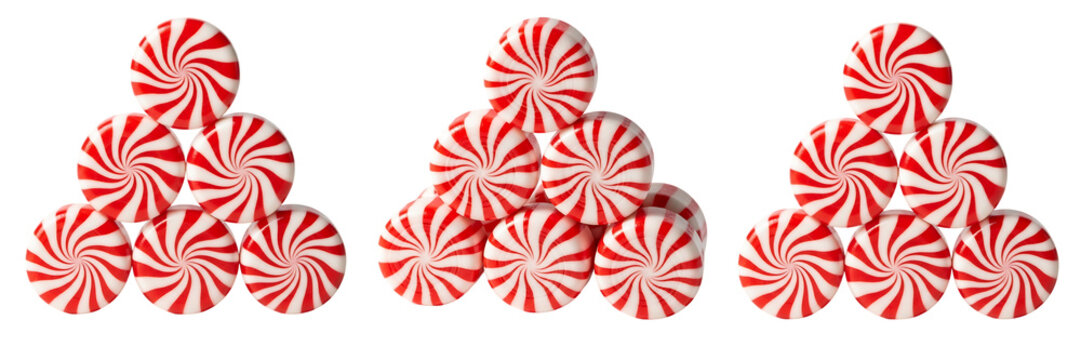 Peppermint Candy Pile Isolated Transparent Background Red White Mint Sweets