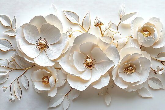 Beautiful paper cut magnolias roses high resolution picture