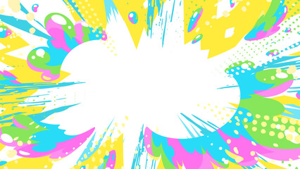 Naklejka premium カラフルでポップな水の爆発の背景イラスト_白_16:9