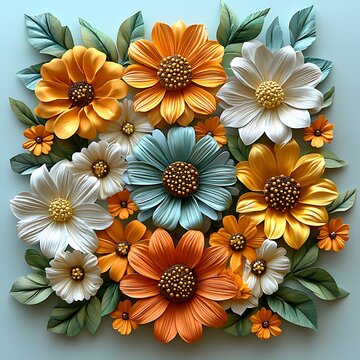 Creative paper daisy sunflower wall arrangement high resolution picture