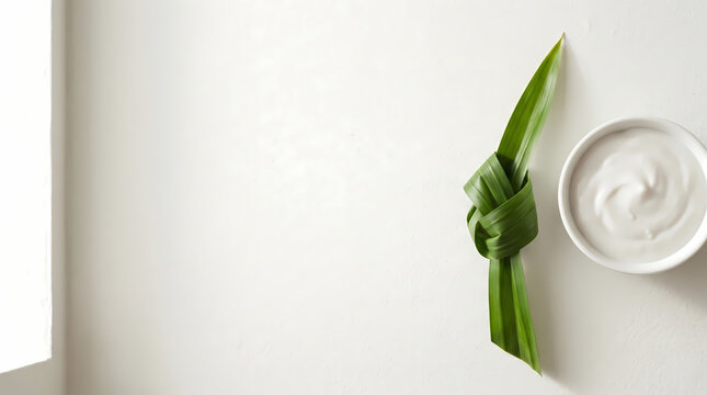 Making herbal cream how to use pandan leaves in culinary creations kitchen tutorial minimalist top view