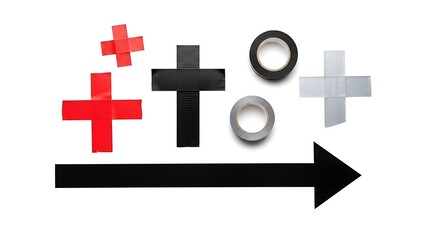 Fototapeta premium A collection of colorful tape and adhesive symbols on a white background