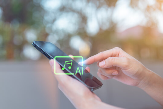 AI music recommendation on mobile app with smart audio streaming interface, helping users discover personalized songs and playlists based on behavior and preferences.