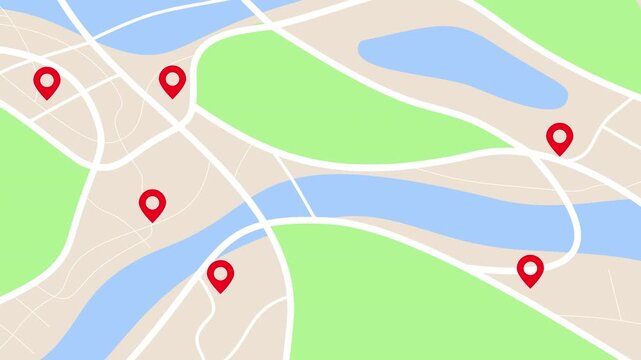 GPS location icon pop up on maps animation. 4K video