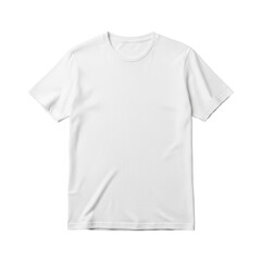 Naklejka premium Pristine, blank white crew-neck t-shirt, perfectly flat and smooth, with subtle cotton texture, isolated on a transparent background with ample copy space. Concept for product branding