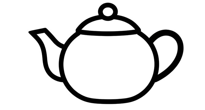 teapot, tea, kettle, line, minimalist, outline, kitchen, ceramic, classic, drink, beverage, pot, handle, spout, design, illustration, simple