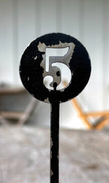 Number 5 cut-out metal sign 