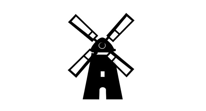 windmill, silhouette, black, icon, traditional, mill, farm, rural, agriculture, energy, blade, tower, structure, vintage, design, simple, minimal
