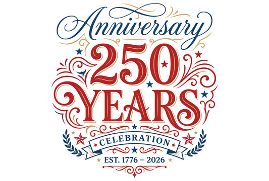 Elegant anniversary celebration design marking 250 years from 1776 to 2026