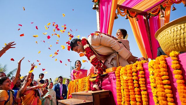 Elegant bride and groom celebrating their sacred union in style