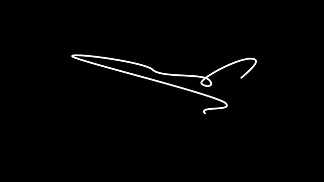 Abstract motion swooping arrow black background, smooth dynamic trajectory