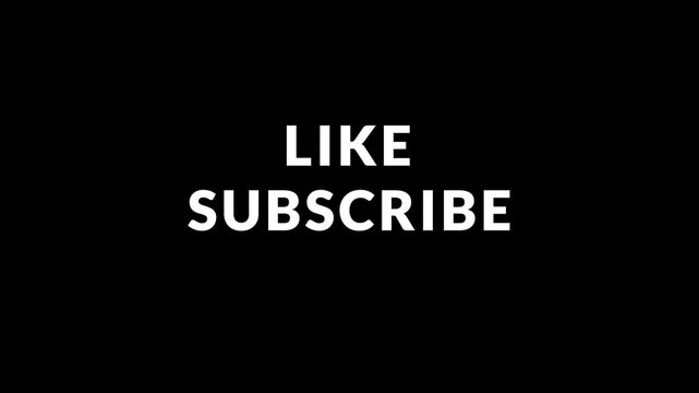 Shimmering kinetic typography with LIKE and SUBSCRIBE glowing and flickering on dark background. smooth loop for social media. call to action, user engagement, channel promo, video marketing