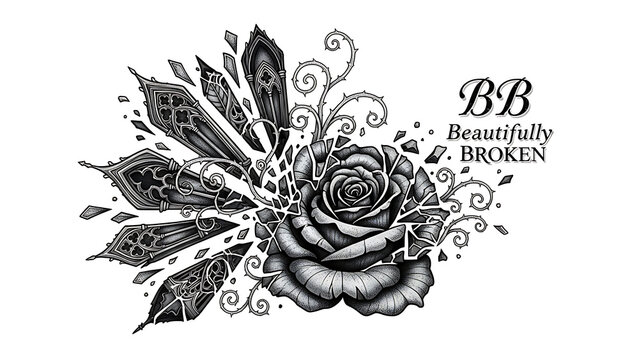 Intricate black floral with ornate patterns isolated on a transparent background