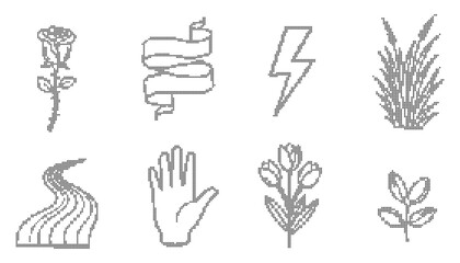 Fototapeta premium Cross Stitch Nature Symbols Plant Hand Lightning Embroidery Set