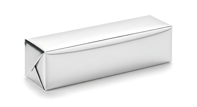 Elegant silver gift wrap box with a folded flap design ready for presentation