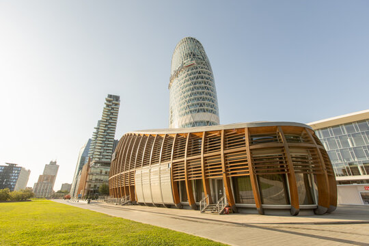 Milan, Italy - August 16, 2025: Modern architecture shines at IBM Studios in Gae Aulenti square, Milan