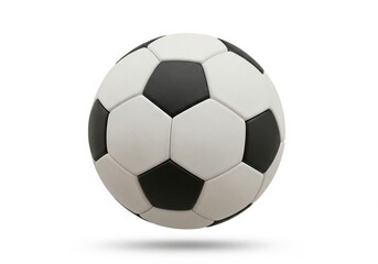 Fototapeta premium Classic black and white soccer ball isolated on pure white background with soft shadow
