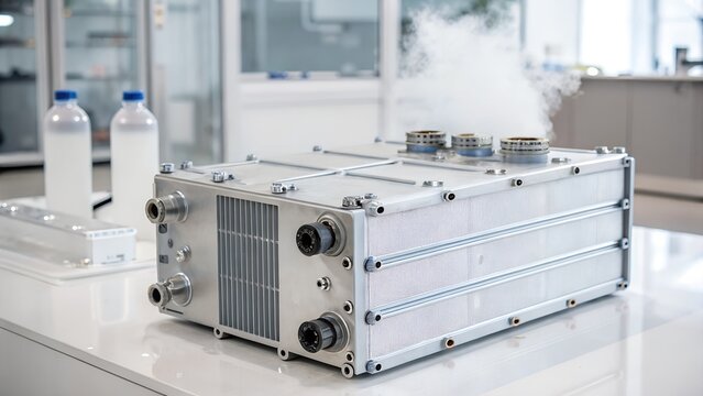 Fuel cell technology with steam emission on a laboratory table