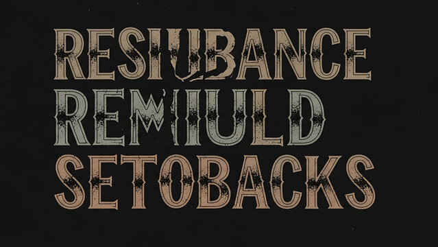 Bold 3 d text resilience concept, black background, isolated on a, transparent background