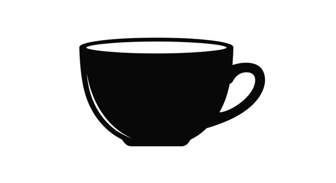 Simple black and white silhouette of a teacup viewed from the side