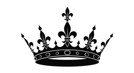 A black silhouette of a regal crown with ornate fleur de lis details © Sakib Studio