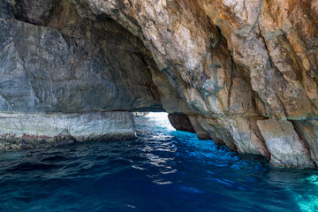Naklejka premium Blue Grotto sea cave interior - Qrendi, Malta