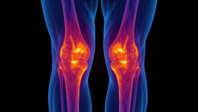 Thermal Imaging of Knee Joint Showing Infrared Heat Distribution and Temperature Variation