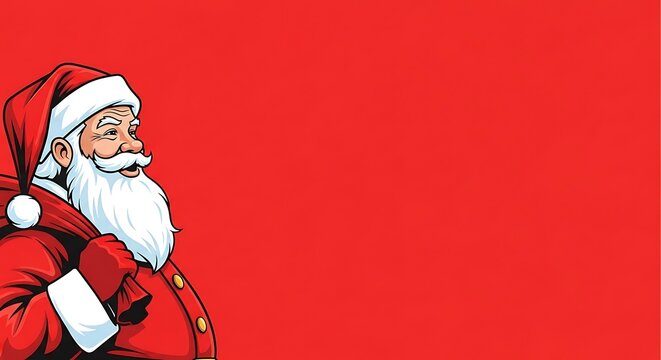 Jolly Santa Claus Portrait in Red Holiday Background