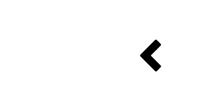 Minimalist black left arrow animation on white background, for user interface, and navigation