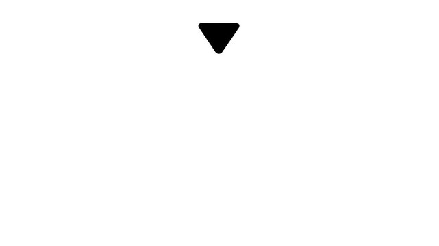 Minimalist black triangle down arrow animation on white background, for user interface, and navigation