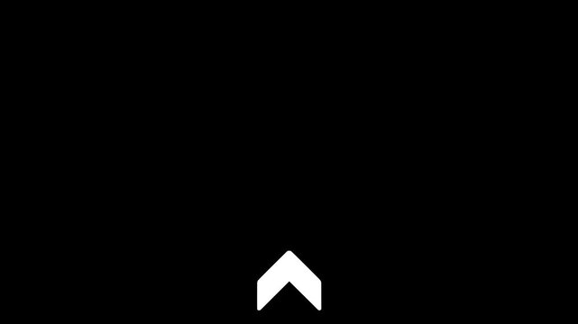 Minimalist white double arrow animation pulsing on black background, for ui ux, and digital navigation