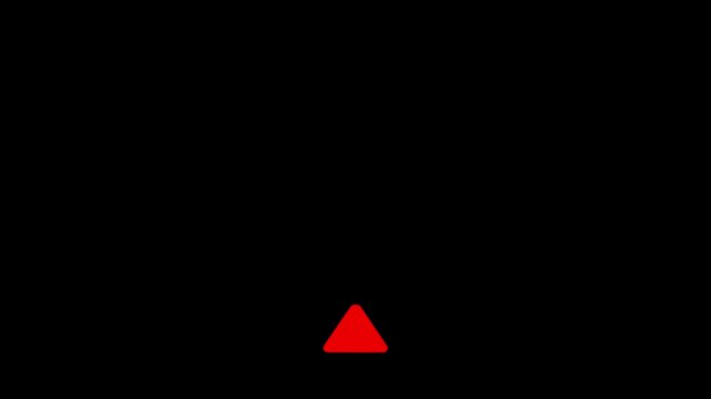 Minimalist red triangle loading animation on black background, seamless loop for digital interface and ui