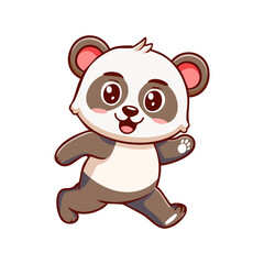 Fototapeta premium Cute cartoon panda bear running with a happy expression on its face, perfect for children's designs and playful themes