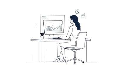 Fototapeta premium Businesswoman analyzing financial data working online sitting at desk