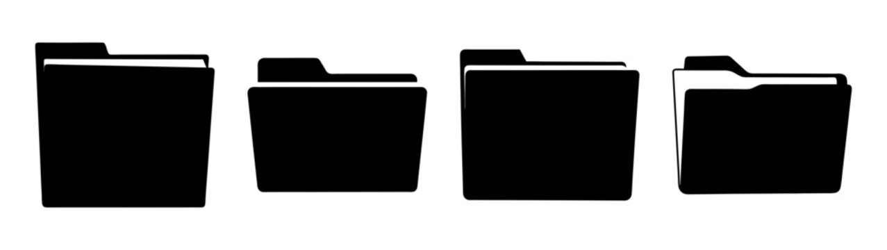 set of four empty file folders flat design vector illustration
