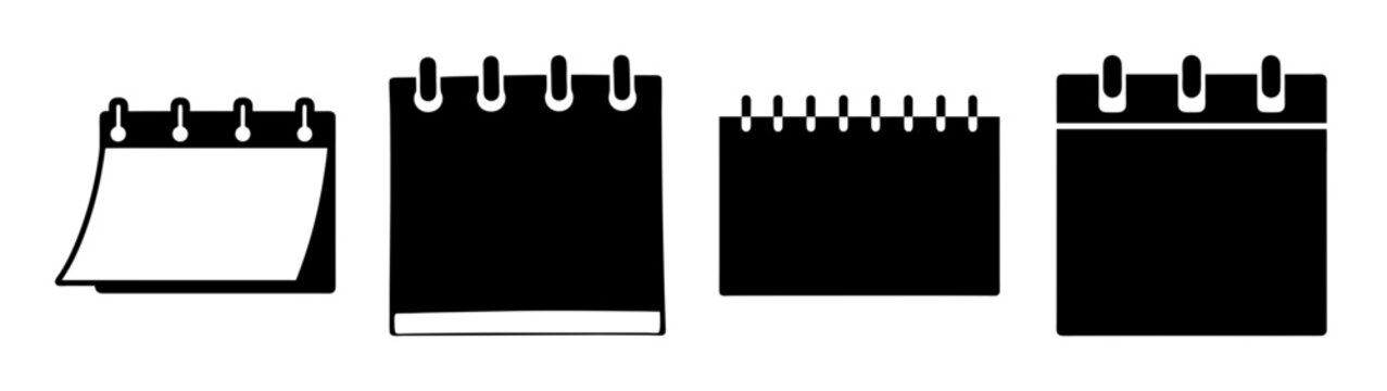 four blank monthly calendar pages flat design vector illustration
