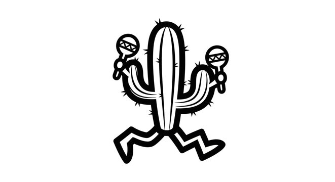 Playful cartoon illustration of a cactus with human-like arms holding weights in a workout pose.