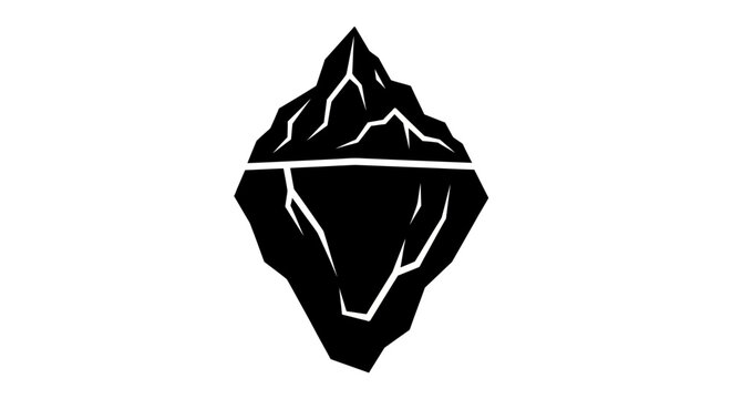 Stylized black and white icon of a diamond-shaped mountain peak with jagged edges and bold lines in a minimalist design.