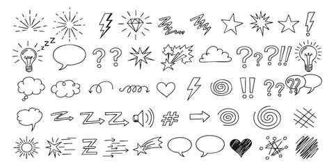 Set of hand drawn doodle icons and sketch elements for creative design © GraphixEra