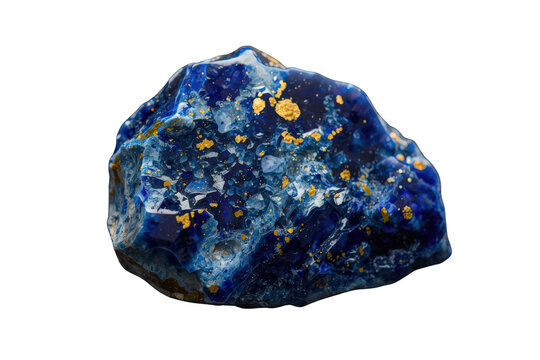 Lapis lazuli mineral, raw blue gemstone with golden pyrite inclusions, precious geological rough crystal