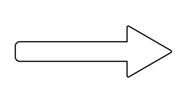 white arrow point right side navigation direction with black outline png transparent background