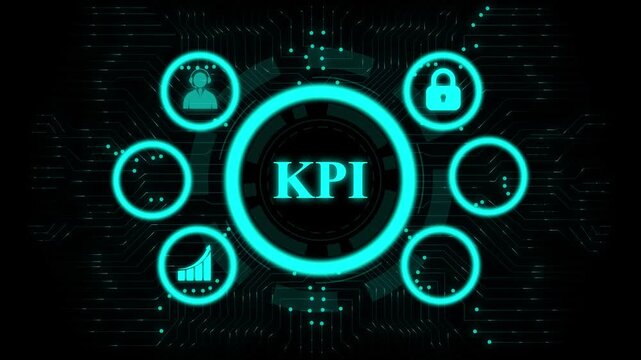 Business concept KPI dashboard interface animation performance measurement system. Corporate business concept metrics and analytics visualization platform. Digital KPI business concept control