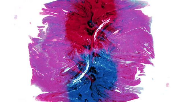 Red and Blue Fluid Paint Collision and Turbulent Striated Wave 4K
