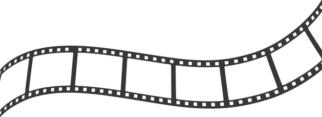 Fototapeta premium Wavy black and white strip of vintage film reel with empty frames movie cinema