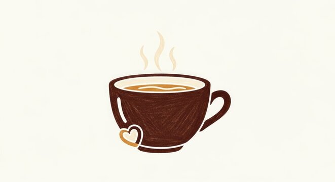 Warm Coffee Cup with Heart Decoration.