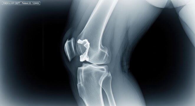 X-ray Image of a Fractured Knee Joint.