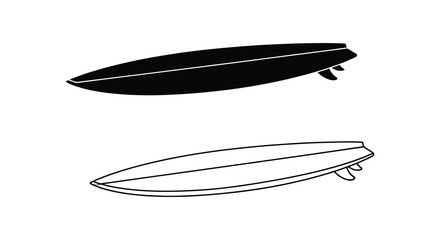 Two surfboard outlines one solid black and one white line a striking silhouette © Rina
