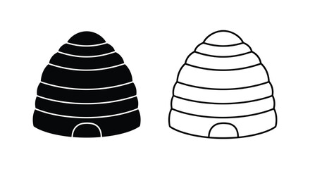Two beehive illustrations one solid black and one outlined a striking silhouette © Rina