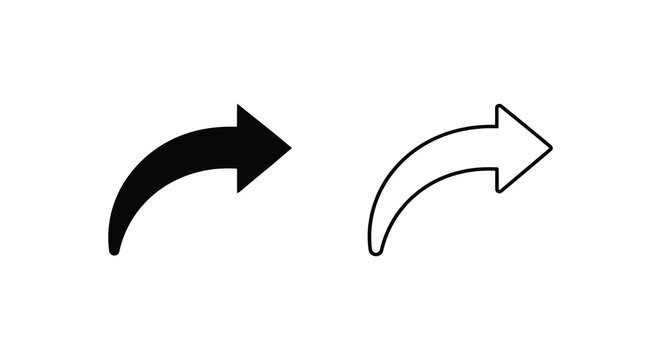 Two curved arrows one filled and one outlined in a simple graphic silhouette